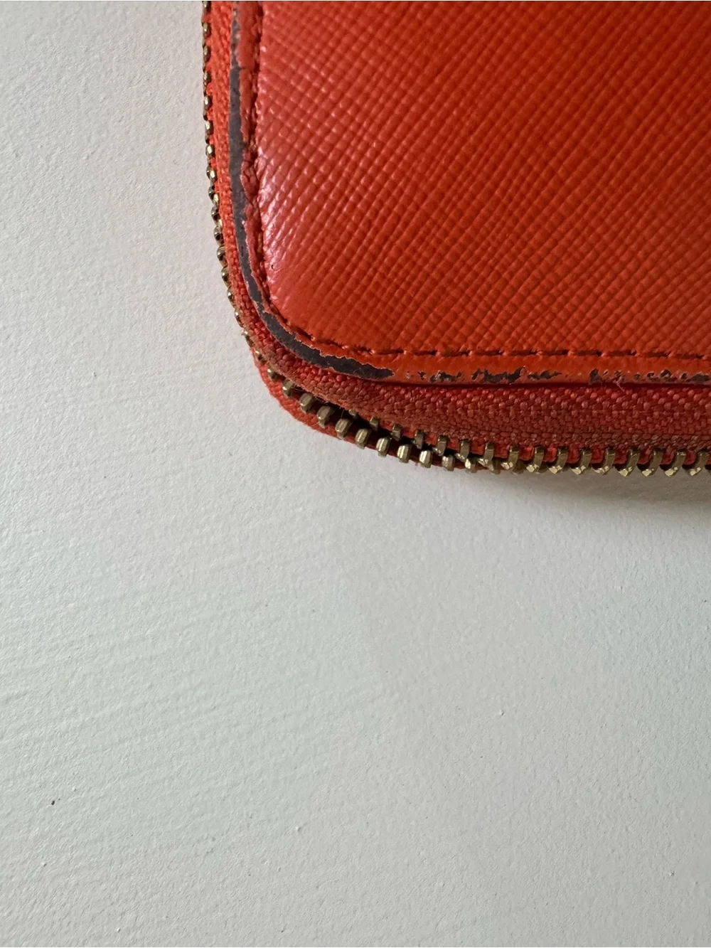 Tory Burch Coral-Orange Zip Wallet with Gold Logo
